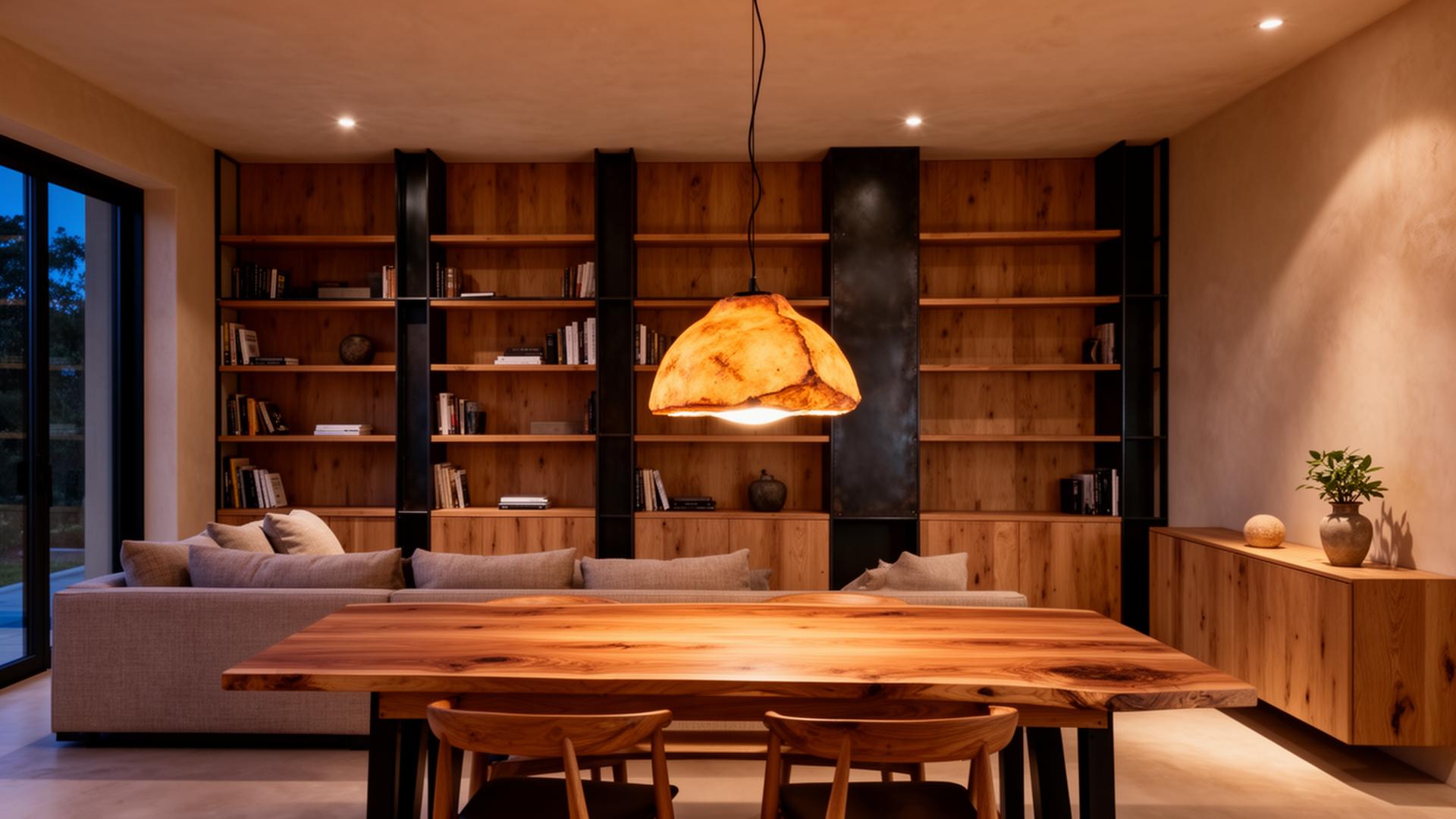 Renovatie met op maat gemaakte eikenhouten boekenkast en stalen accenten